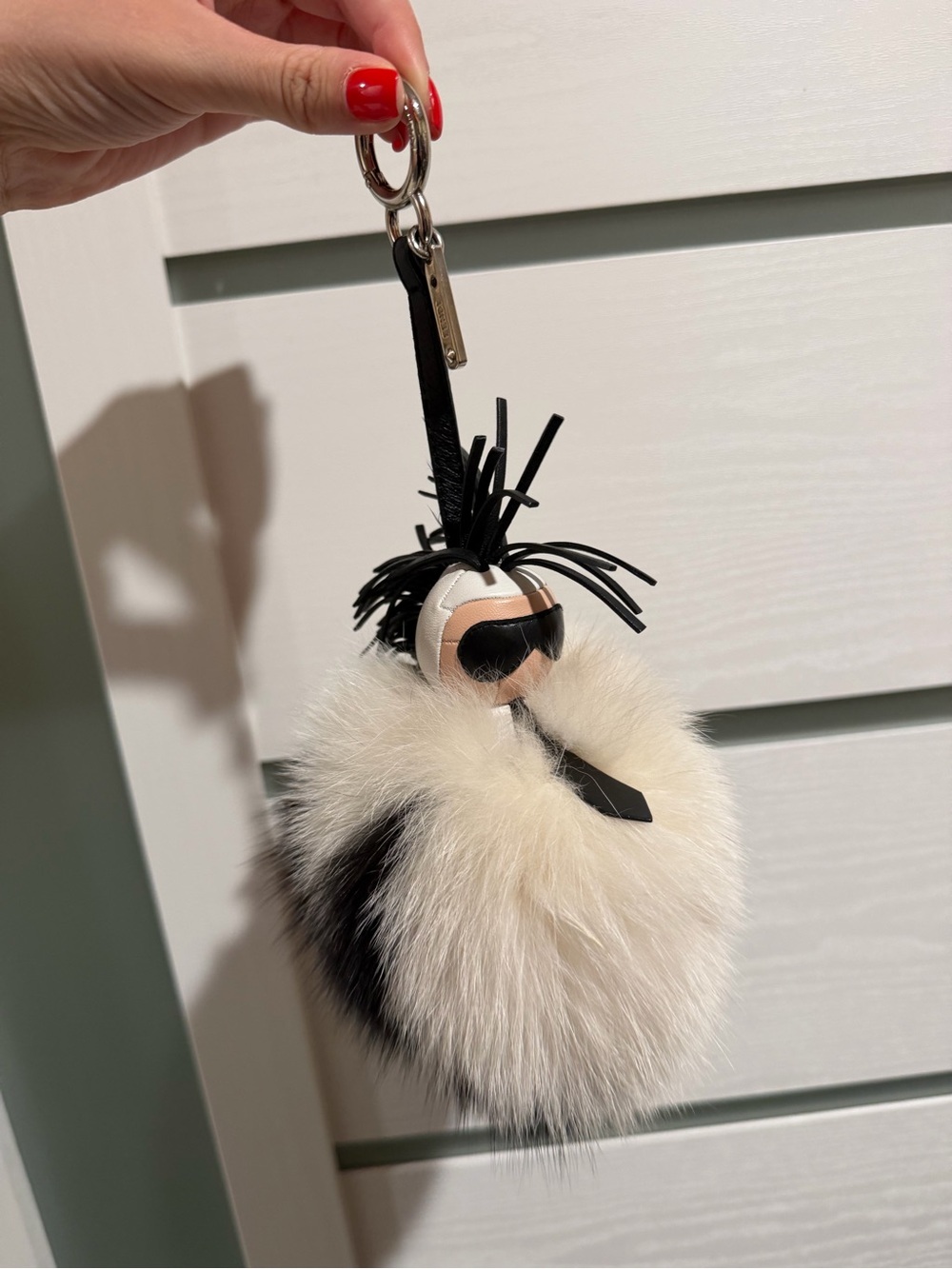 Fendi Black & White Fur Pom Pom Key Charm